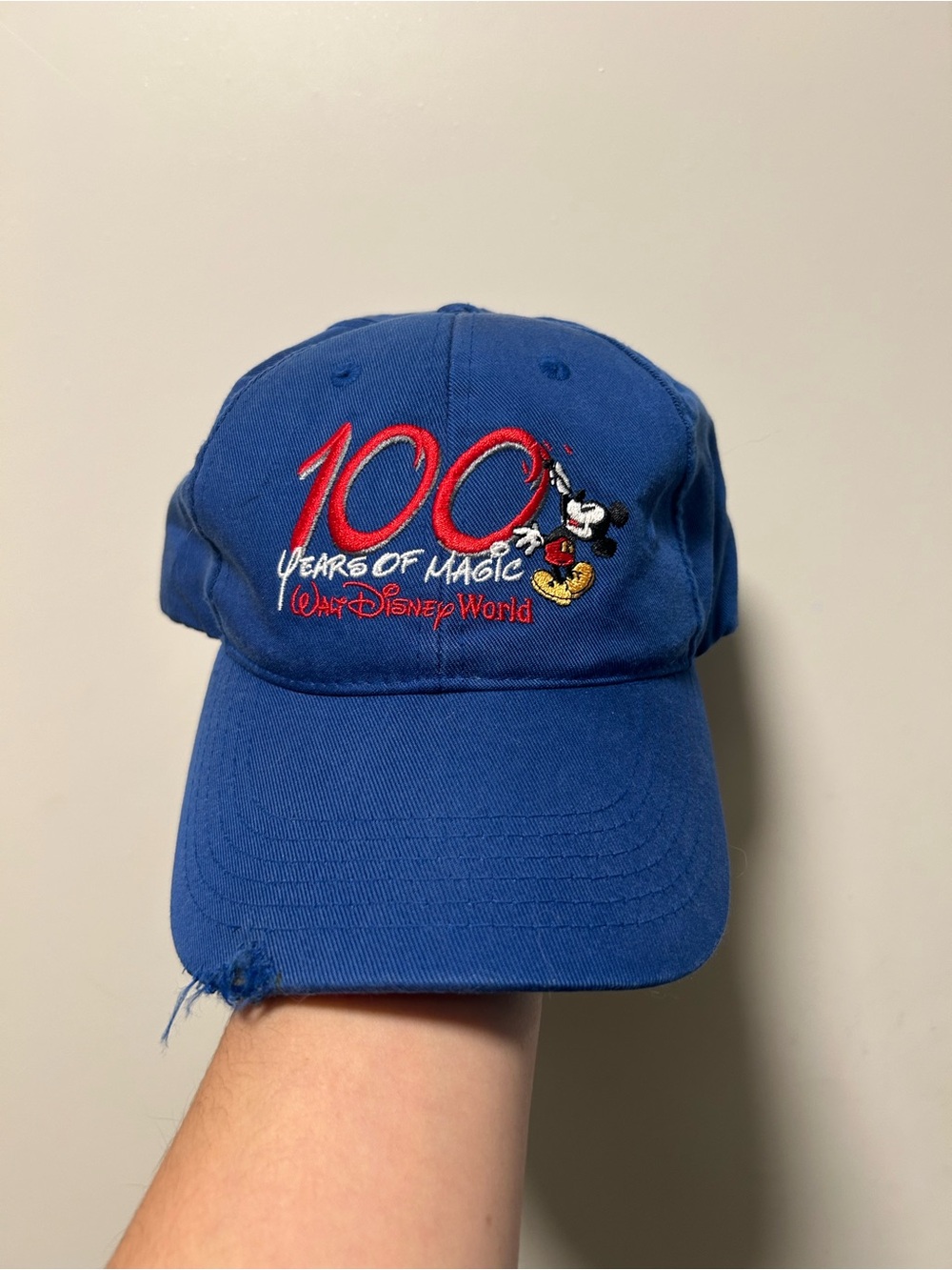 Blue vintage walt disney world 100 years of magic strapback hat